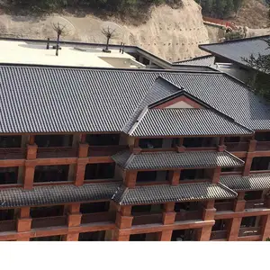 厂家批发 0.5厚宝钢铁青灰彩钢瓦 屋面铁皮瓦 金属仿古瓦 复古瓦 质保20年 平改坡彩钢瓦