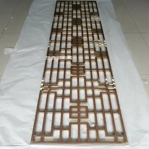 酒店玫瑰金不锈钢焊接屏风花格 点焊焊接工艺效果图