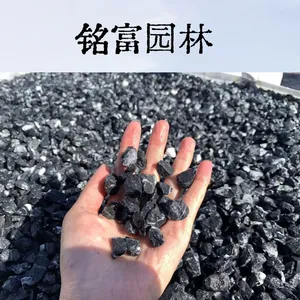 黑色砾石 深灰碎石 庭院枯山水造景铺面黑石子