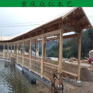 铜梁户外景区长廊 防腐木仿古长廊生产 茅草长廊