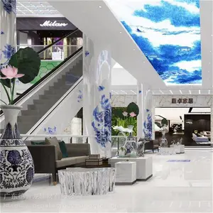 酒店大堂3D打印包柱铝单板-中庭UV彩绘圆柱铝单板