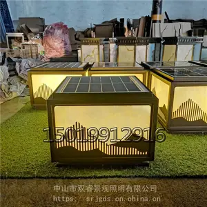 酒店门口石墩灯入口柱顶灯别墅太阳能庭院灯不锈钢烤漆围墙柱头灯定制