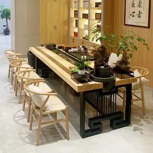 流水茶桌椅组合实木茶台景观一体养鱼循环新中式禅意办公室泡茶桌