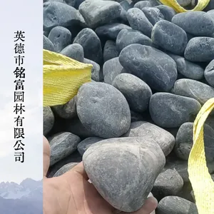 5-8公分黑色鹅卵石 水池垫底景观黑色原石，杂色鹅卵石批发基地