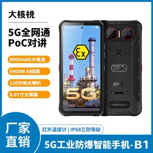 大核桃B1三防智能手机 石油化工矿井对讲巡检5G***通防爆手机厂家 8000mAh电池6400万像素