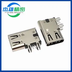 TYPE C侧插连接器USB TYPE C 6P母座侧插四脚鱼叉13.5长度加高2.7