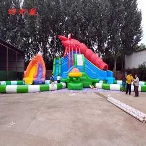 销售供应夏季大型充气卡通龙虾戏水上乐园娱乐设施