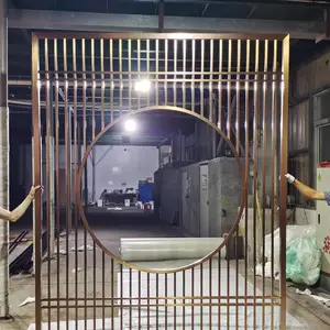 北欧不锈钢屏风镂空玄关背景客厅装饰玫瑰钛金定制办公室隔断