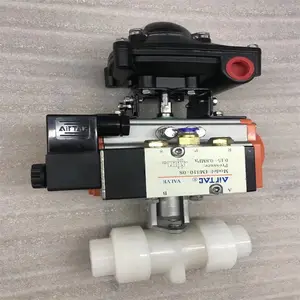 Q621F-16S双作用气动PVDF氟塑料双由令活接球阀