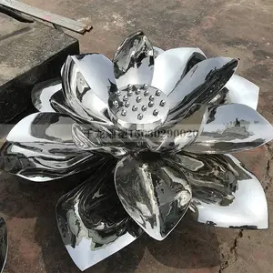 不锈钢雕塑景观摆件金属镜面莲花荷花