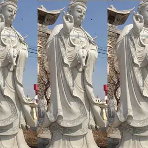 汉白玉观音雕像价格 汉白玉石材雕刻观音菩萨图片