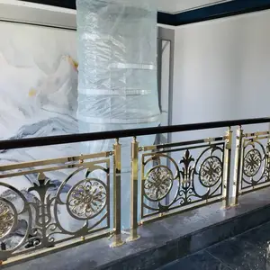 楼梯间护栏欧式设计 U型纯铜雕花铜栏杆楼梯 新特