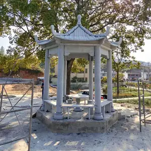 吉安农村小广场石雕亭子 村委会休息大理石凉亭批发