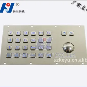 KY-PC-V 背光26键金属键盘带轨迹球PC键盘自助设备键盘