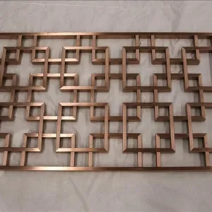 中式不锈钢拉丝钛金屏风 不锈钢屏风 新款***型玫瑰金屏风