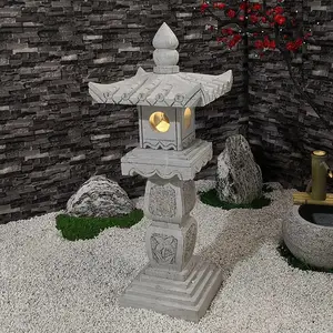 仿古石雕石灯中式庭院落地装饰日式石灯笼酒店户外草坪灯摆件