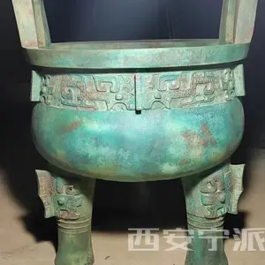 仿古铜色大鼎 西安克鼎三足鼎铜锈色摆件 古香古色工艺品