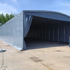 工厂防雨折叠收缩推拉蓬户外临时堆货活动雨棚移动伸缩仓库篷