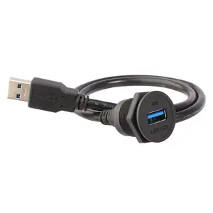 龙仕LSHITECH USB母座延长线 工业数据传输 防水接头数据连接器