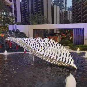 广州不锈钢雕塑生产厂家 叶子镂空板雕塑 水景园林景观雕塑定制