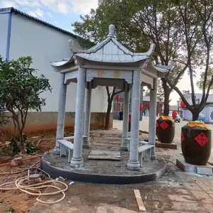 浙江公园户外花岗岩石亭 3米直径仿古亭子一个价格