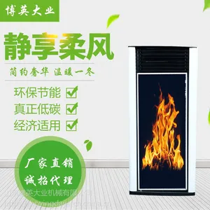 厂家直销立式暖风壁炉 生物质颗粒真火壁炉 全自动家用采暖取暖炉