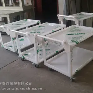 无尘室塑料推车焊接 不锈钢骨架 外包PP塑料推车 光伏车间用