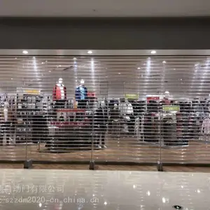 水晶电动卷帘门商场时装门店全天候展示透明门