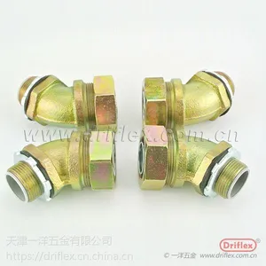 Driflex铁镀锌软管接头 包塑穿线管45°金属接头 厂家供应型号齐全