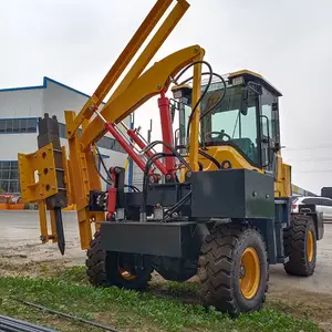 护栏打拔一体机厂家 河北高速路栏杆打桩机 公路护栏装载式打拔机