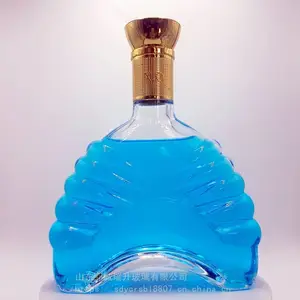 瑞升玻璃集团公司定制晶白料玻璃瓶700ml洋酒瓶可烤花烫金酒瓶配木塞瓶盖