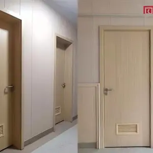 原木色航天康达木塑门厂家,子母门不锈钢边框