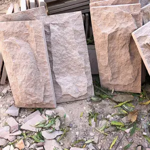 蘑菇石墙面 高低起伏错落有致 石屹暖色粉砂岩文化石
