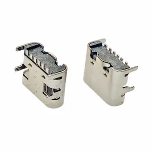 Type-c 6pin卧式板上四脚插板SMT母座L=6.5/6.8mm