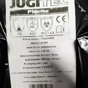 德国JUGITEC防护工作手套17BL04 250F用于制药行业绝缘实验