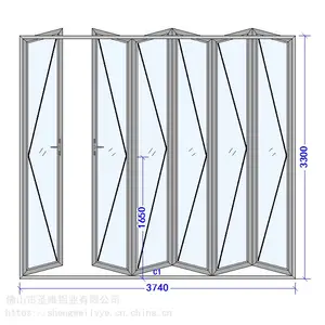 厂家供应定制批发钢化玻璃铝合金大折叠门客厅大堂折叠门整套门