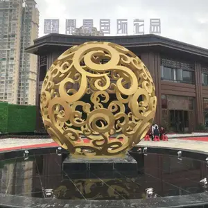 不锈钢镂空花球圆球模型 城市广场景观雕塑 定制园林摆件