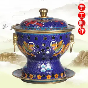 18cm景泰蓝单人酒精锅环保油小火锅一人一位单人锅环保油火锅