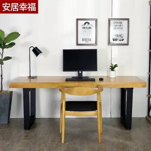 电脑桌 简约铁艺实木办公桌 会议桌餐桌 写字台书桌桌子工作台式长桌