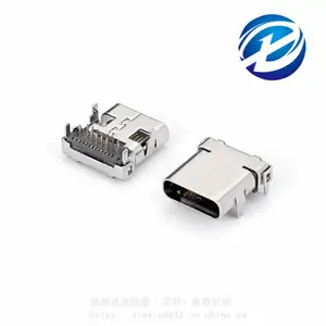 24P前插后贴 TYPE-C 母座 板上四脚插板DIP+SMT L=8.65/10.0
