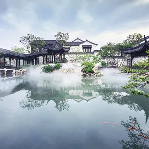 湖州园林鸟瞰图设计,庭院效果图设计