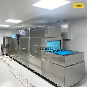 华美达上千人学校食堂专用全自动商用长龙式洗碗机
