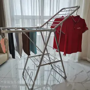 铝合金落地衣架 简易衣服架子 折叠凉衣架晒架 可收纳翼型挂衣架