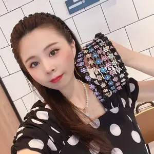 无金属亚克力发饰 2个梅花款发箍女夹波浪压发防滑带齿