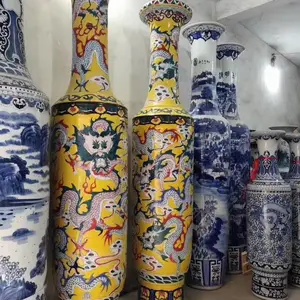 烟台生产陶瓷开业礼品大花瓶 门厅装饰摆件花瓶 手绘落地大花瓶