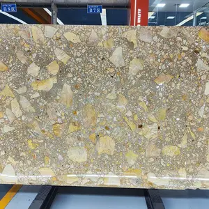 福建水磨石厂家 人造石 无机生态石 预制大板厚度2公分浅色水磨石定制室内装修工程款 天川金