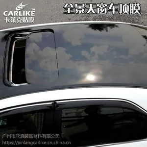 汽车车顶膜亮黑仿全景假天窗膜改色贴纸改装车顶保护黑膜整卷批发