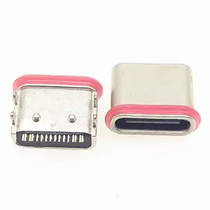 USB TYPE-C 16P防水母座 粉末冶金外壳板上 贴片SMT四脚插板