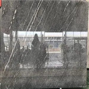 灰色天然大理石流星雨定制批售供货商家 板面黑亮通透