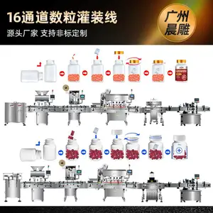 全自动16通道瓶装线 药片胶囊糖果颗粒罐装生产线100瓶/分钟